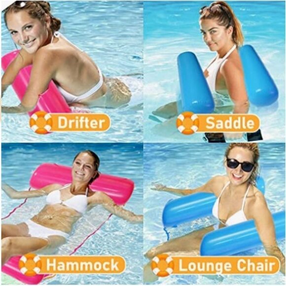 Inflatable Floats Hammock, 2 Pack Inflatable Pool Rafts, Pack for your trip - Picture 1 of 6